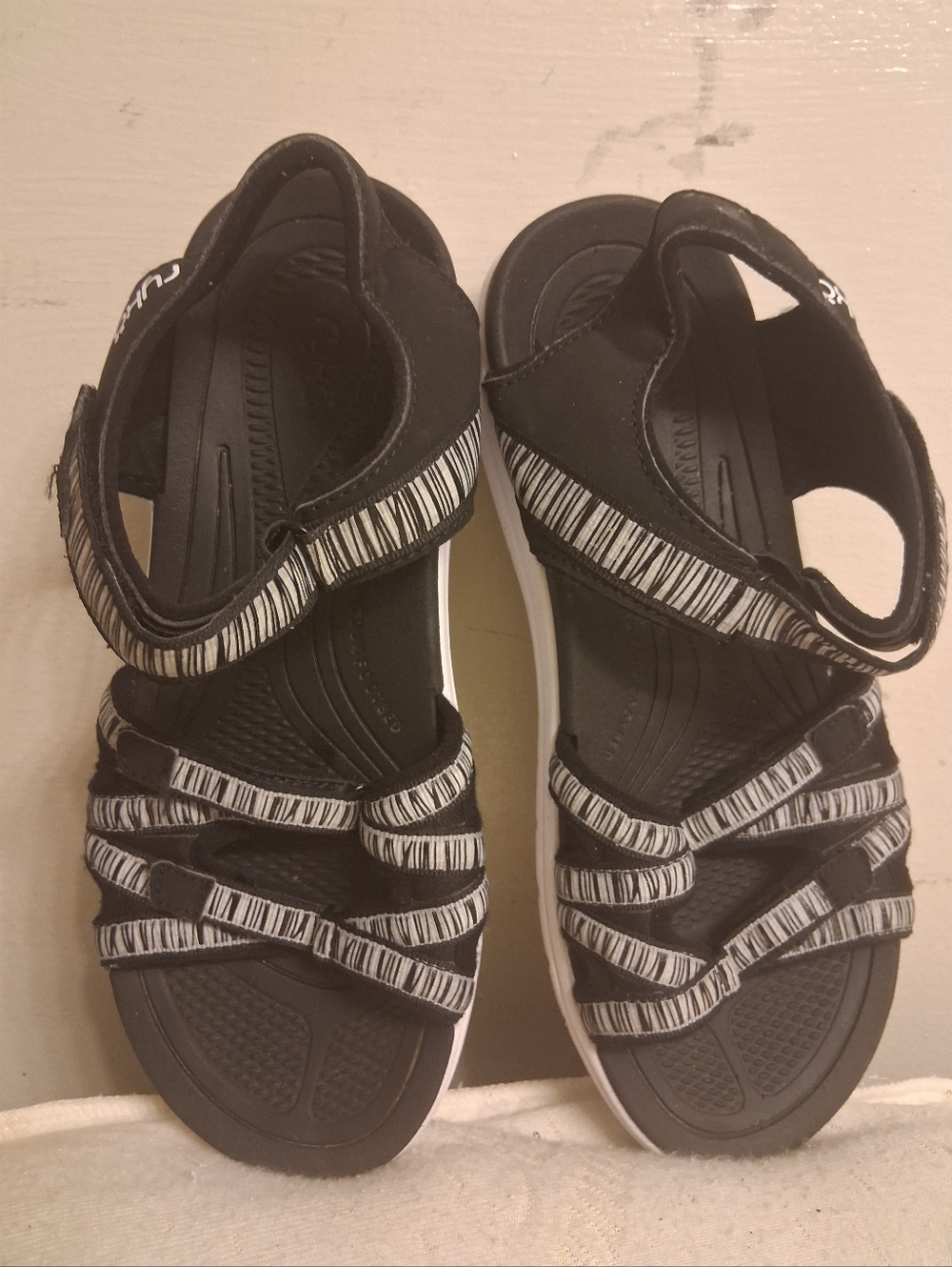 Womens RYKA  Black & White Striped Sport Sandals Size 9W - Picture 6 of 15